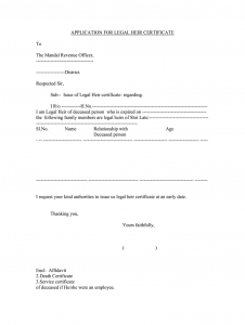 Application for Legal Heir Certificate