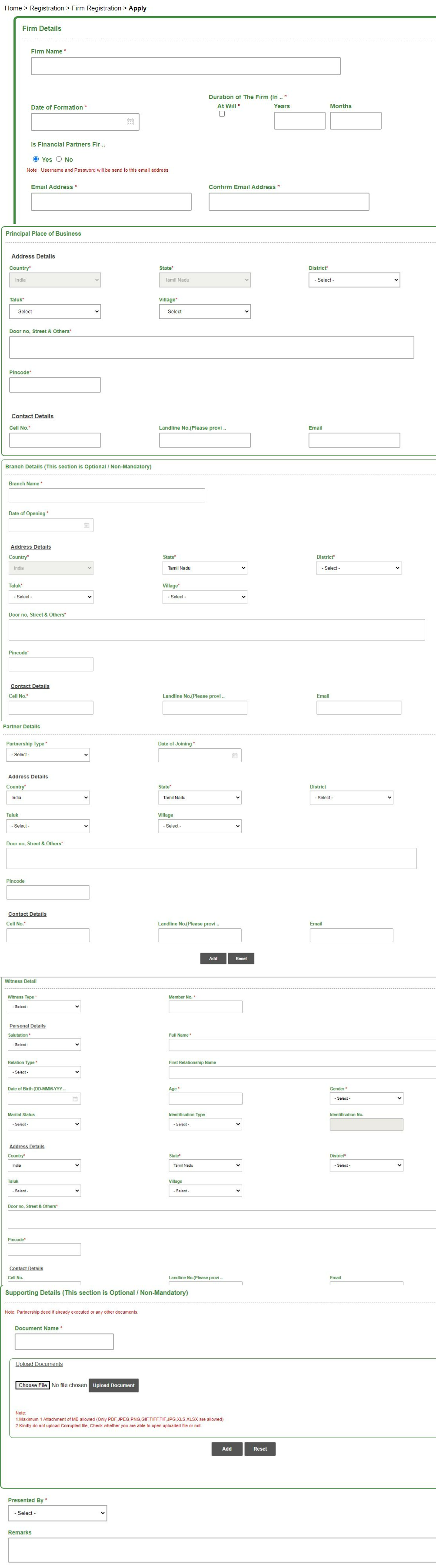Partnership Firm registration form