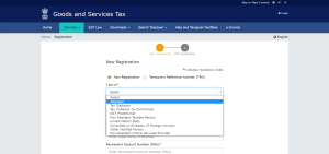 Select the "New Registration" option and specify that you are registering as a "Taxpayer."
