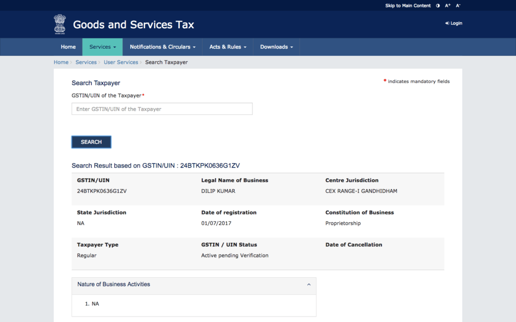 Check your GST registration status