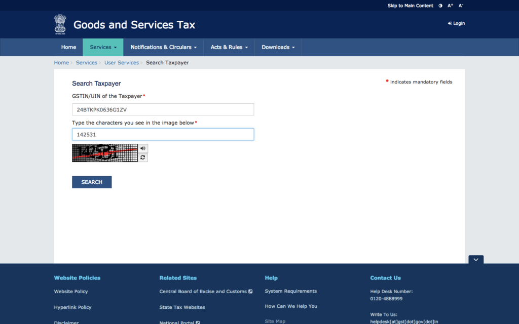 verify the status of an existing GST registration