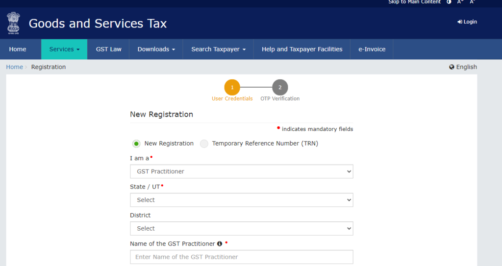 GST Portal New Registration