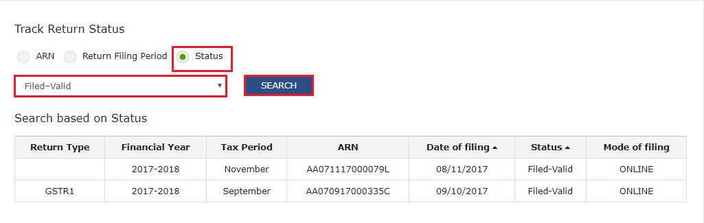 GST Return Filing Status